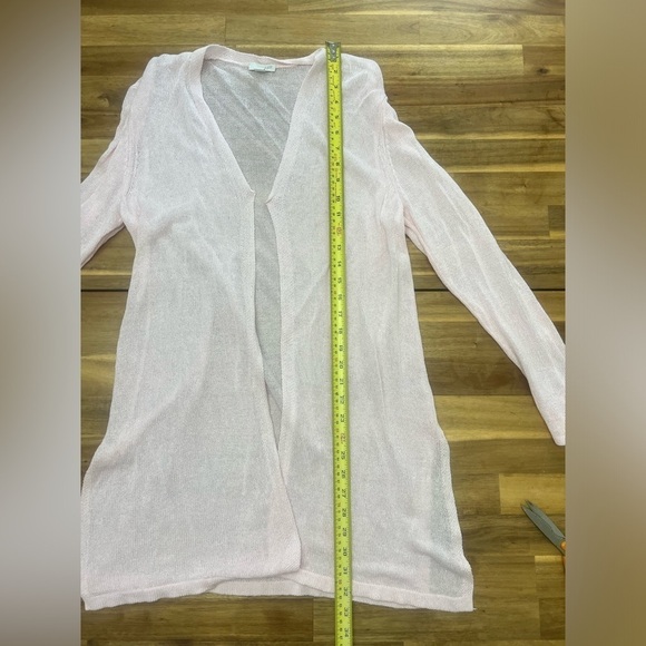 J Jill Pink Lightweight Long Cardigan Sweater Open Front Linen Rayon Size Medium - Picture 7 of 9